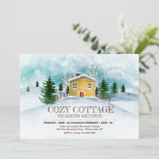 Invitation hiver Cottage (Debout devant)
