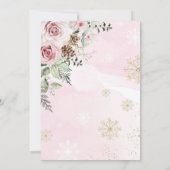 Invitation Hiver Deer Rose rose or Baby shower fille (Dos)