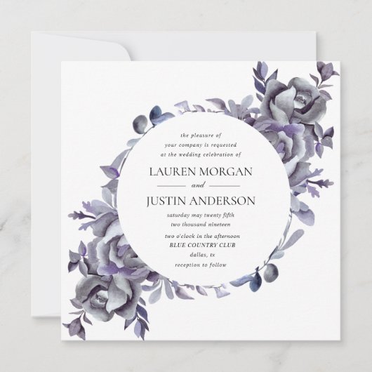 Invitation Hiver Delicate Hydrangea Floral Mariage (Devant)