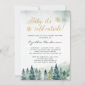 Invitation Hiver Elégant Baby shower bébé Il fait froid dehor (Devant)