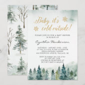 Invitation Hiver Elégant Baby shower bébé Il fait froid dehor (Devant / Derrière)