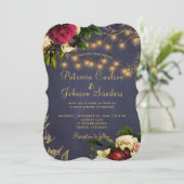 Invitation Hiver élégant or marine bordeaux mariage (Debout devant)