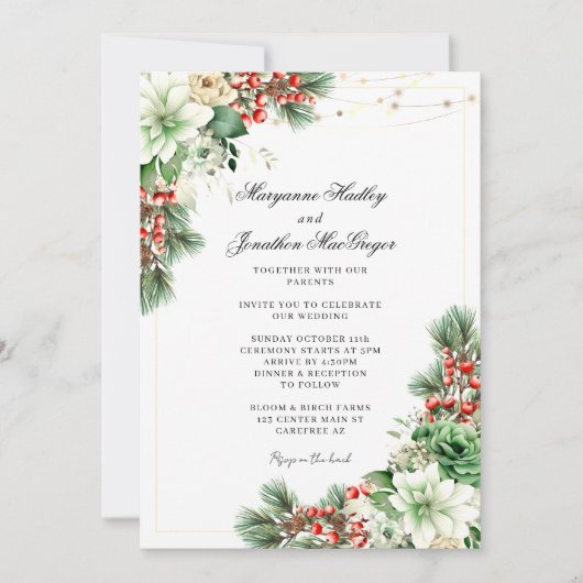 Invitation Hiver Elegant QR Code Mariage (Devant)