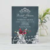 Invitation Hiver élégante rustique fleurie chic douche nuptia (Debout devant)