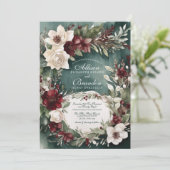 Invitation Hiver Enchantant aquarelle Mariage floral (Debout devant)