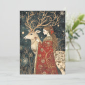 Invitation Hiver enchanté : la jeune fille et le cerf (Debout devant)