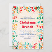 Invitation Hiver Eucalyptus Pine Poinsettia Brunch de Noël (Devant)