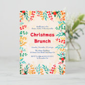 Invitation Hiver Eucalyptus Pine Poinsettia Brunch de Noël (Debout devant)