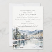 Invitation Hiver Fête des mariées paysagère du lac de la neig (Devant)