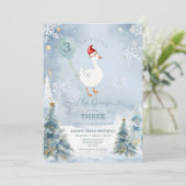 Invitation Hiver Flocon de neige bleu oie soie 3e anniversair (Debout devant)