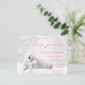 Invitation Hiver Flocon de neige Ours Fille bébé Douche Invit (Debout devant)