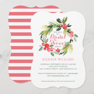 Invitation Hiver Floral Aquarelle Wreath Fête des mariées