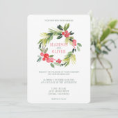 Invitation Hiver Floral Aquarelle Wreath | MARIAGE (Debout devant)