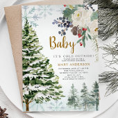 Invitation Hiver Floral Baby shower Forêt Animaux