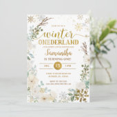 Invitation Hiver Floral Blanc Onderland 1er anniversaire (Debout devant)