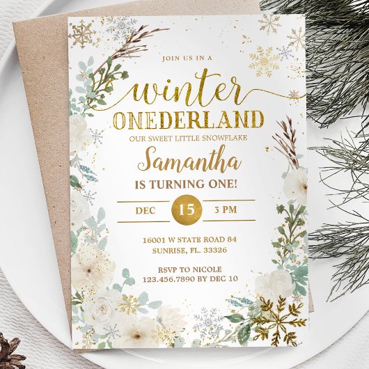 Invitation Hiver Floral Blanc Onderland 1er anniversaire
