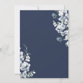 Invitation Hiver Floral Bleu & Fête des mariées Sliver (Dos)