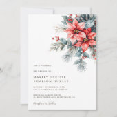 Invitation Hiver Floral moderne Noël Mariage (Devant)