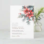 Invitation Hiver Floral moderne Noël Mariage (Debout devant)