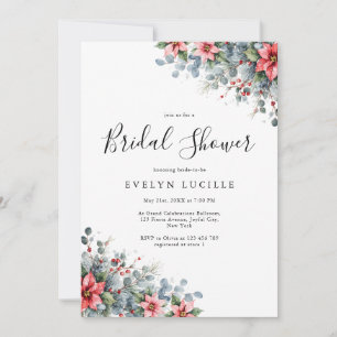 Invitation Hiver Floral Poinsettia Fête des mariées de vacanc