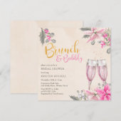 Invitation Hiver Floral rose Brunch Fête des mariées mousseus (Devant / Derrière)