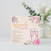 Invitation Hiver Floral rose Brunch Fête des mariées mousseus (Debout devant)
