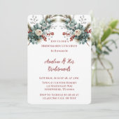 Invitation Hiver Floral Rouge Rose blanche Bridesmaitres Déje (Debout devant)