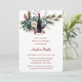 Invitation Hiver Floral Rouge Rose Brunch & Bubbly (Debout devant)