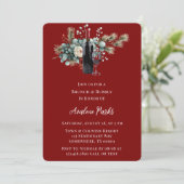 Invitation Hiver Floral Rouge Rose Brunch & Bubbly (Debout devant)