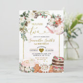 Invitation Hiver Floral Thé de Noël Deuxième fête d'anniversa (Debout devant)