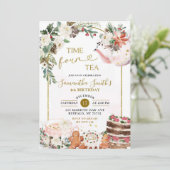 Invitation Hiver Floral Thé de Noël Quatrième fête d'annivers (Debout devant)