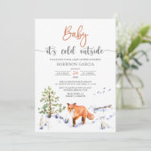 Invitation Hiver Fox bébé Il fait froid dehors Baby shower (Debout devant)