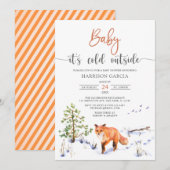 Invitation Hiver Fox bébé Il fait froid dehors Baby shower (Devant / Derrière)