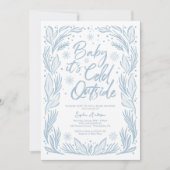 Invitation Hiver Frost Flocon de neige Baby shower bébé Il fa (Devant)