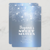 Invitation Hiver Icy Bleu Argent Éclairage doux 16 (Devant / Derrière)