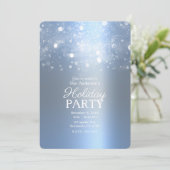 Invitation Hiver Icy Bleu Argent Éclairage Vacances (Debout devant)