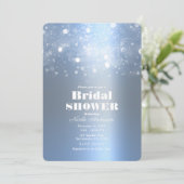 Invitation Hiver Icy Bleu Éclairage Fête des mariées (Debout devant)