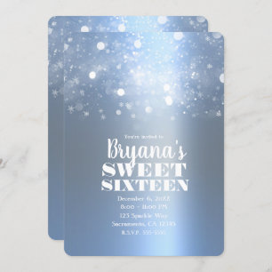 Invitation Hiver Icy Blue Silver Lights 16