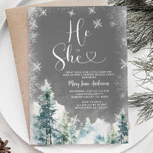 Invitation Hiver Il ou Elle White Snowflakes Sexe Révélation