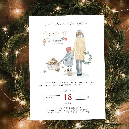 Invitation Hiver Joyeux | Fête de Noël Nostalgique