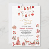 Invitation Hiver Joyeux Noël Aquarelle Baby shower (Devant)