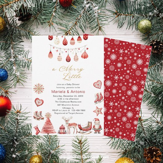 Invitation Hiver Joyeux Noël Aquarelle Baby shower Comparer