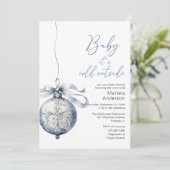 Invitation Hiver Joyeux Noël Aquarelle Baby shower maman- (Debout devant)