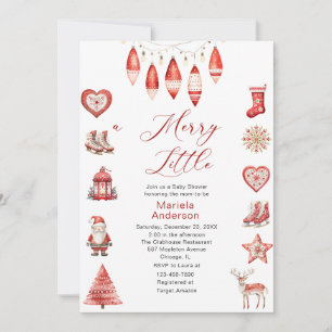 Invitation Hiver Joyeux Noël Aquarelle Baby shower maman-