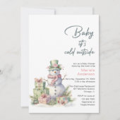Invitation Hiver Joyeux Noël Snowman Aquarelle Baby Sho (Devant)