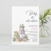 Invitation Hiver Joyeux Noël Snowman Aquarelle Baby Sho (Debout devant)
