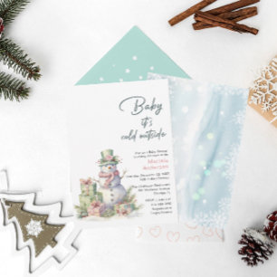 Invitation Hiver Joyeux Noël Snowman Aquarelle Baby Sho