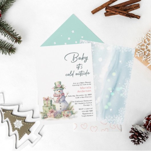 Invitation Hiver Joyeux Noël Snowman Aquarelle Baby Sho