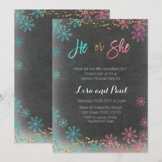 Invitation Hiver le sexe révèle l'invitation (Devant / Derrière)