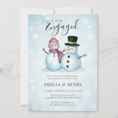 Invitation Hiver M. Mme Snowman Funny Mignonne Partie d'engag (Devant)
